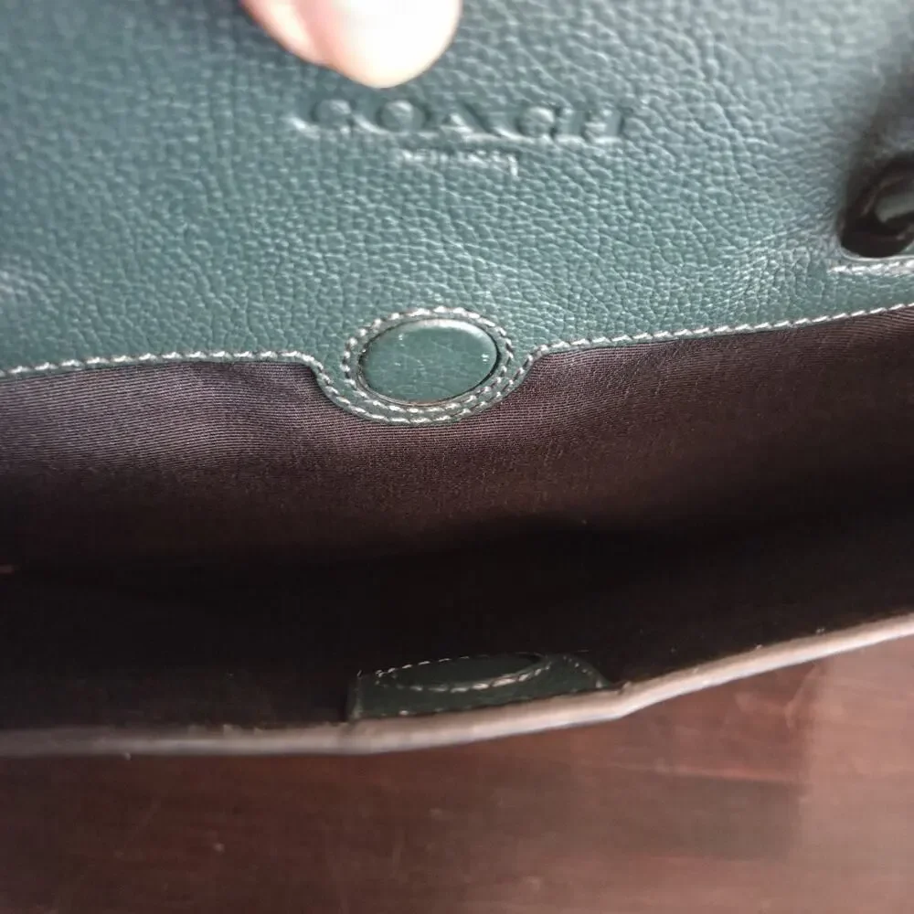 Coach Beckett Structured Dark Green Calf Leather Briefcase Beautiful F73524